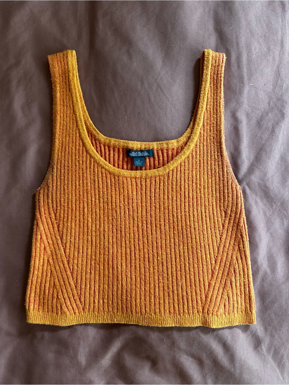 wild fable Dark neon Orange Ribbed Crop Tank